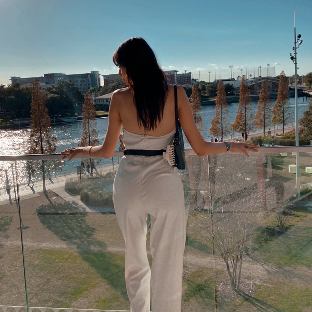 White snake print jump suit